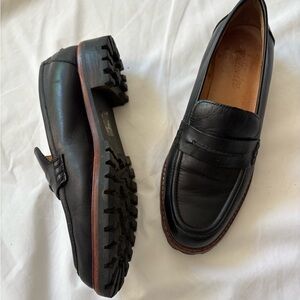 Madewell Black Leather Loafers with Rugged Sole